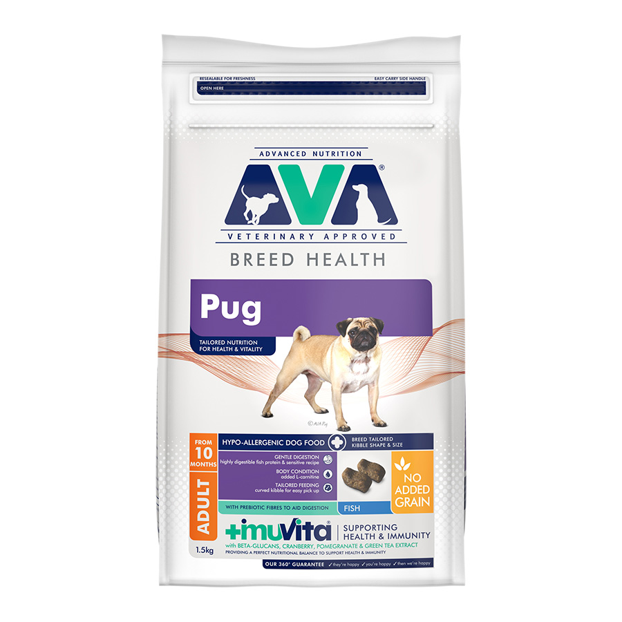 AVA Breed Health Pug Dry Dog Food Fish dry dog food pack