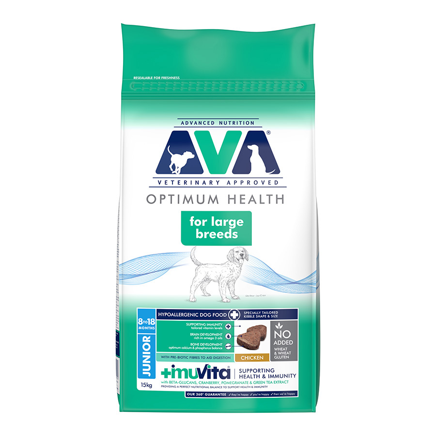 AVA Large Breed Junior Dry Dog Food Chicken dry dog food pack