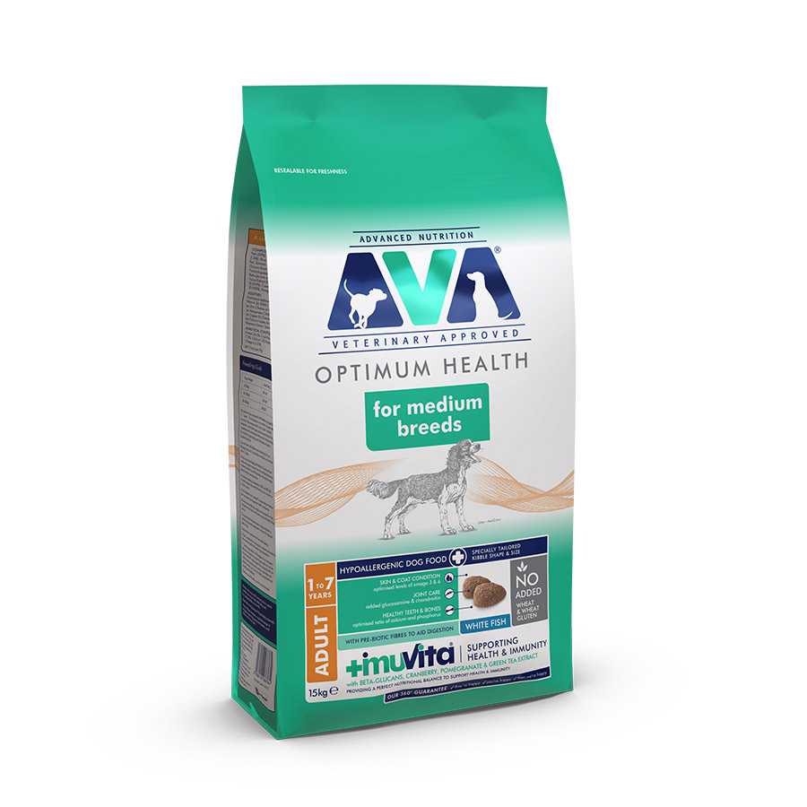AVA Medium Breed Adult Dry Dog Food White Fish dry dog food pack