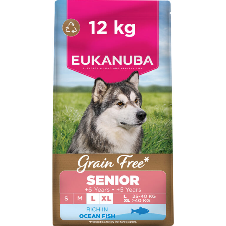 Eukanuba Grain Free Large Breed Senior Dry Dog Food Ocean Fish dry dog food pack