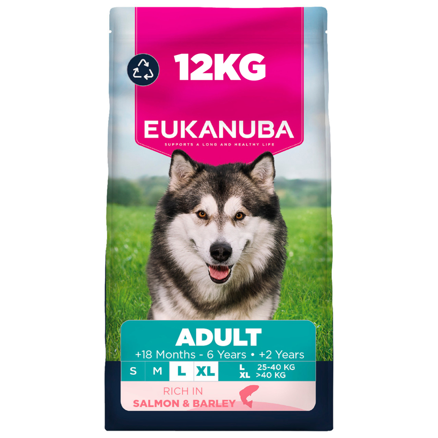 Eukanuba Large Adult Dry Dog Food Salmon & Barley dry dog food pack