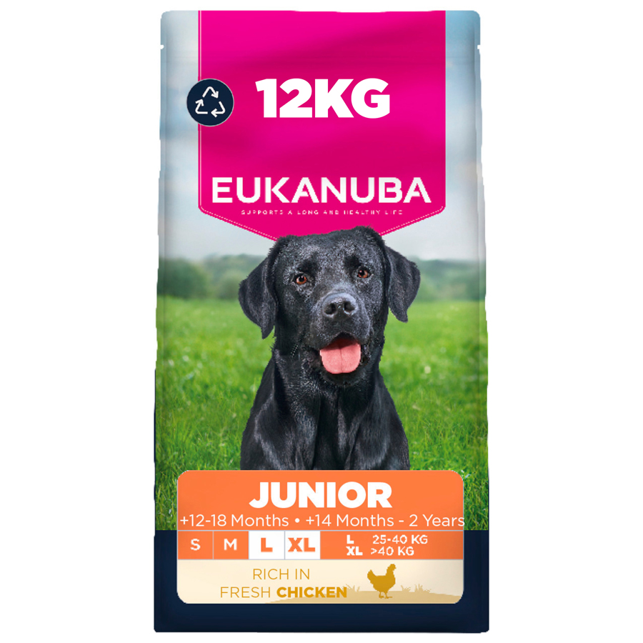 Eukanuba Large Breed Junior Dry Dog Food Chicken dry dog food pack