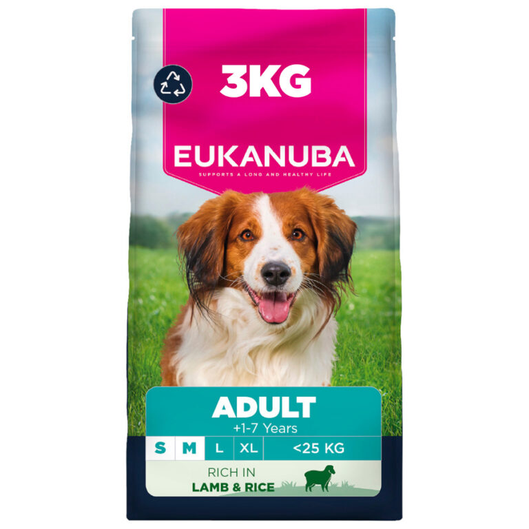 Eukanuba Small & Medium Adult Dry Dog Food Lamb & Rice dry dog food pack