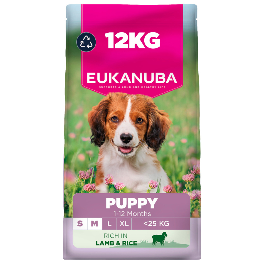 Eukanuba Small & Medium Puppy Dry Dog Food Lamb & Rice dry dog food pack