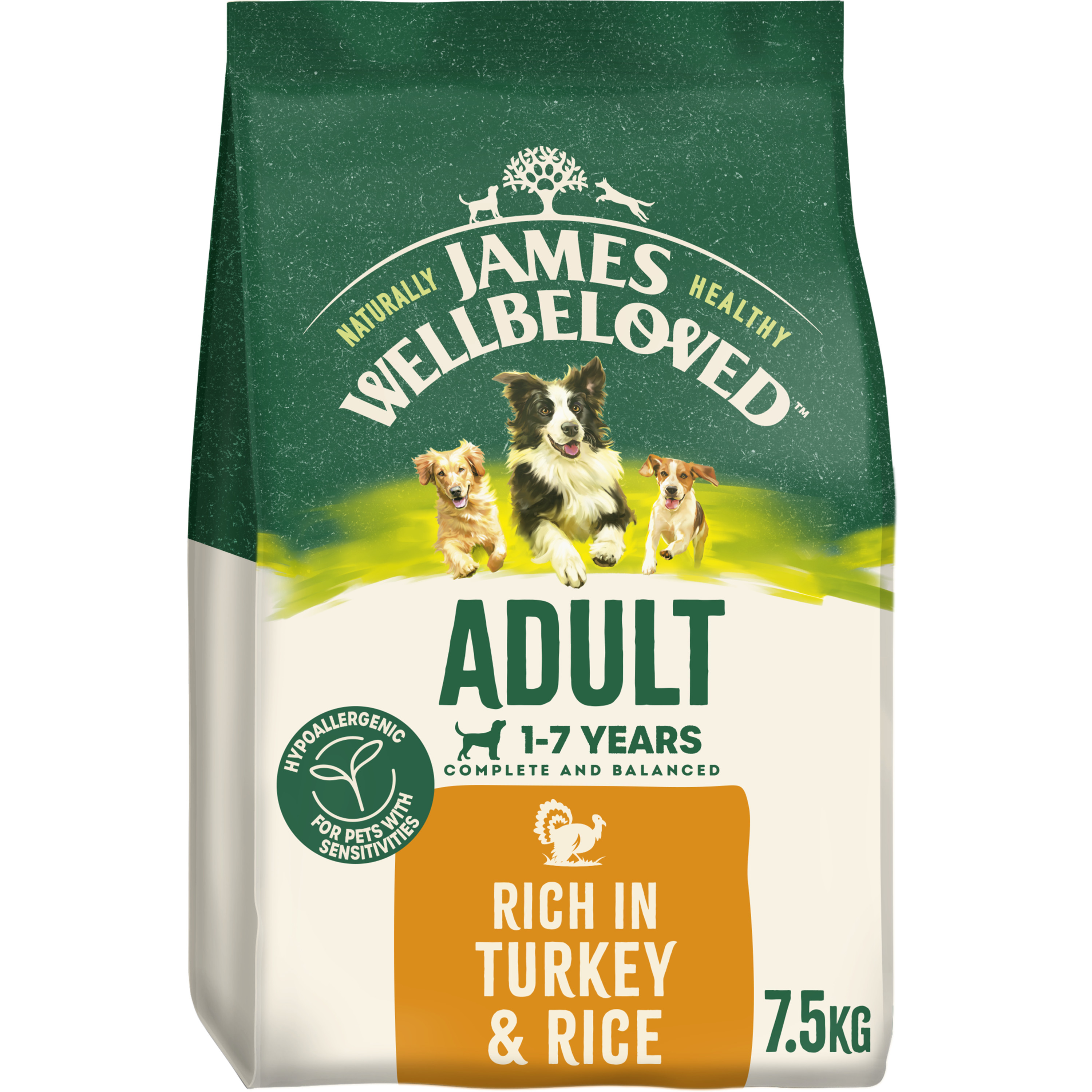 James Wellbeloved Adult Dry Dog Food Turkey & Rice dry dog food pack