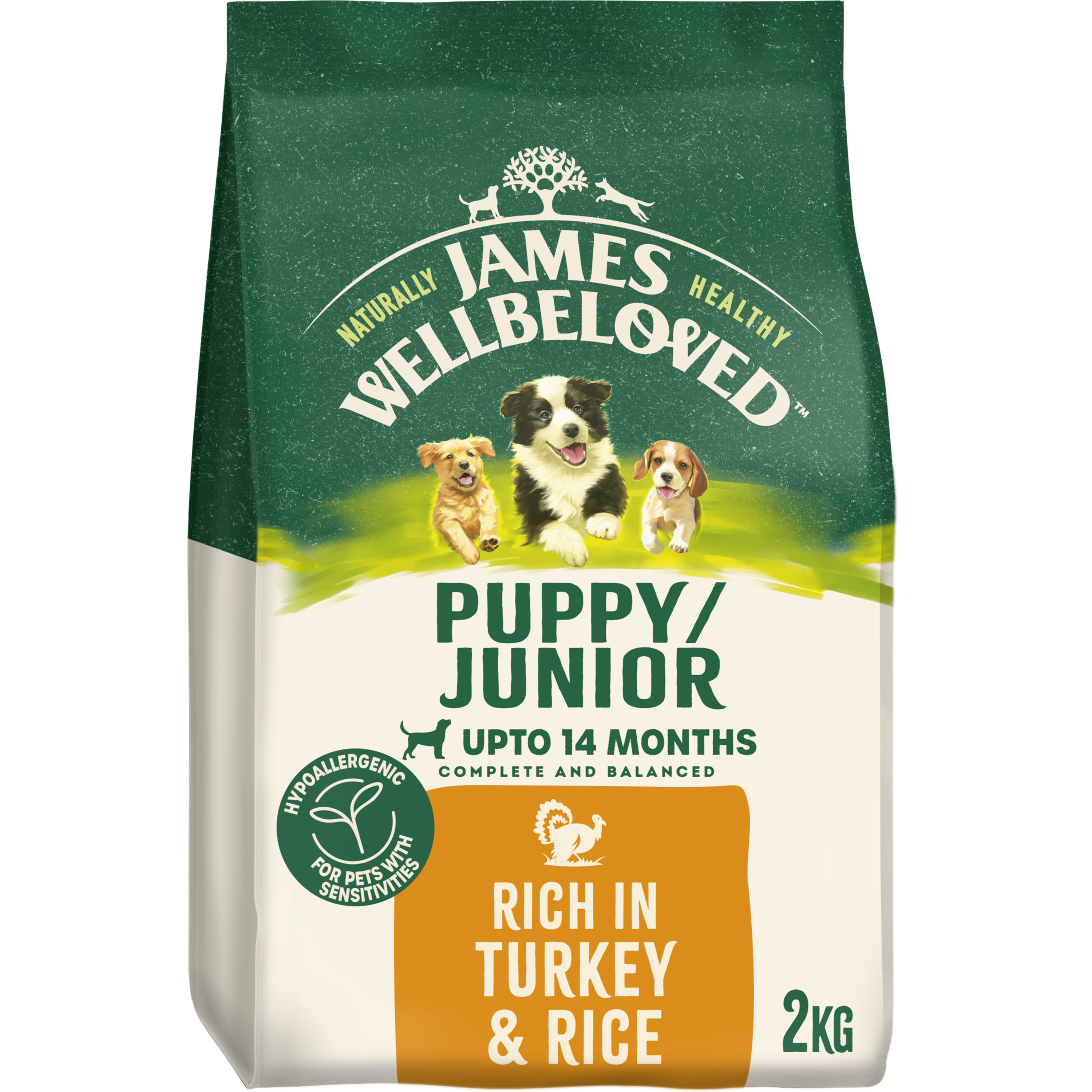 James Wellbeloved Puppy Junior Dry Dog Food Turkey & Rice dry dog food pack