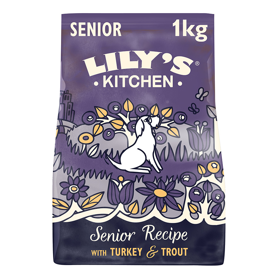 Lily’s Kitchen Senior Recipe Dry Dog Food Turkey & Trout dry dog food pack