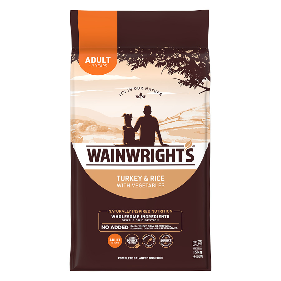 Wainwright’s Complete Adult Dry Dog Food Turkey with Rice dry dog food pack